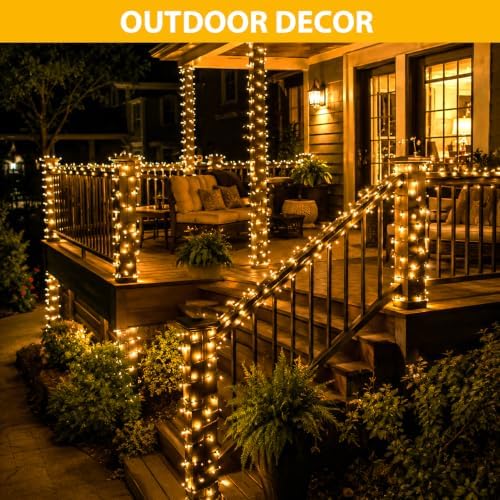 Nisocy 100FT LED String Lights Outdoor Waterproof – Warm White Fairy Lights with Plug, Connectable Christmas Tree Lights for Patio, Garden, Bedroom, Wedding, Party, Decor