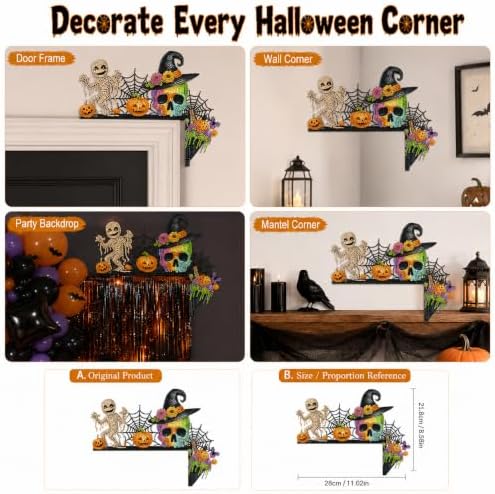 DIY Halloween Witch Pumpkin Diamond Art Wooden Door Corner Decoration, Halloween Frame Sign Kit, Creative Wall Art Mosaic Frame Sign for Home Decor & Gifts