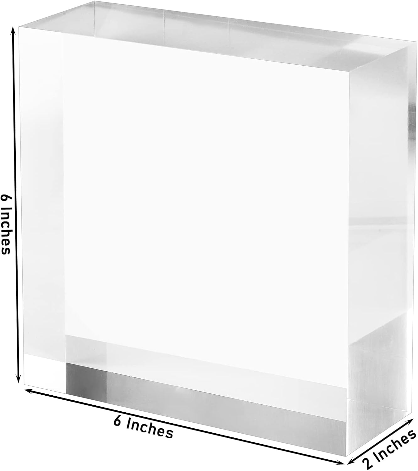 CiaoHER 2in Solid Acrylic Cube Display Block, Clear, 2"x6"x6" | Polished Pedestal Stand Riser, Solid Base, 1 Pack