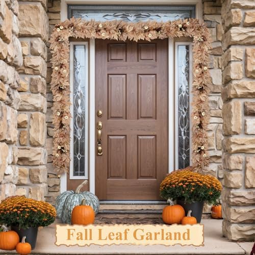 6 FT Lighted Fall Garland with Lights Autumn Automatic ON/Off Timer