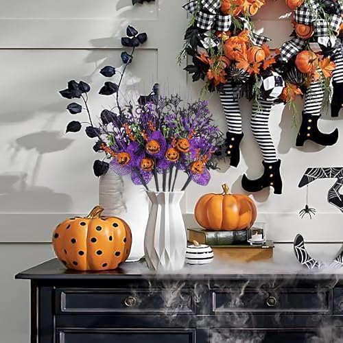 Krissing 6pcs Halloween Picks Branches with Pumpkins