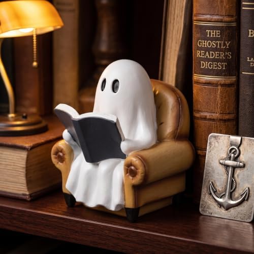 Ghost Reading Book Figurines Ghosts Halloween Decor Cute Ghost Decor Halloween Decorations Indoor Book Lover Gifts