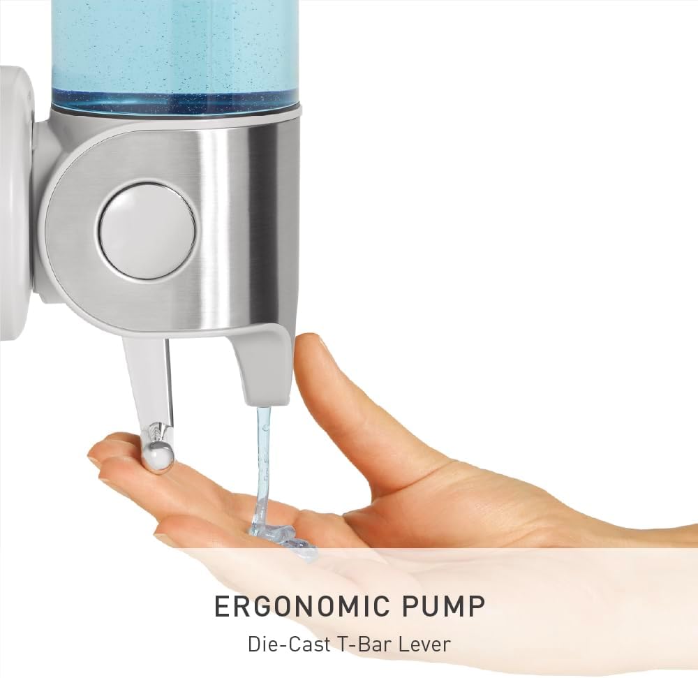 simplehuman Triple Wall Mount Pumps, Hotel-Grade Refillable 3-Chamber Shampoo Conditioner Body Wash Shower Dispenser