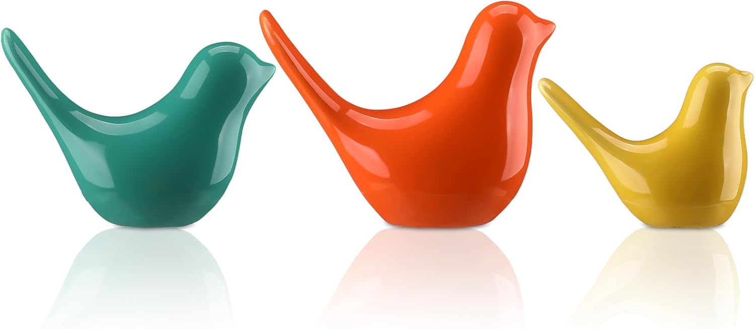 Mid Century Modern Decor Medieval Table Decor Ceramic Birds Blue / Classic / Orange / Set of 3