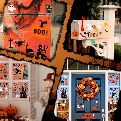 JOICEE 6 Sheets Halloween Gel Window Clings Decor