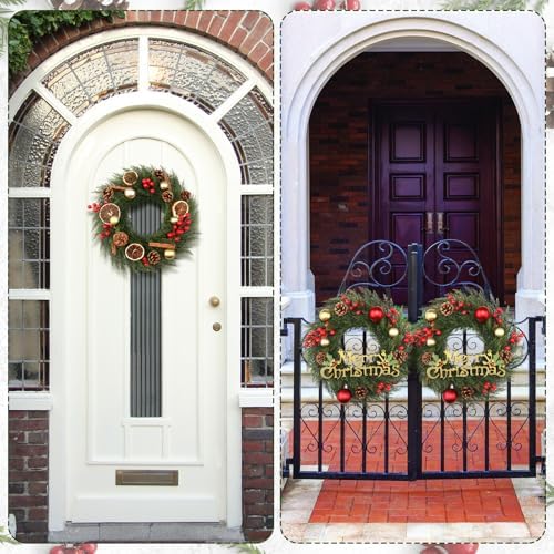 Zeyune 8 Pcs 14" Christmas DIY Green Wreath Artificial Wreath Elegant Style