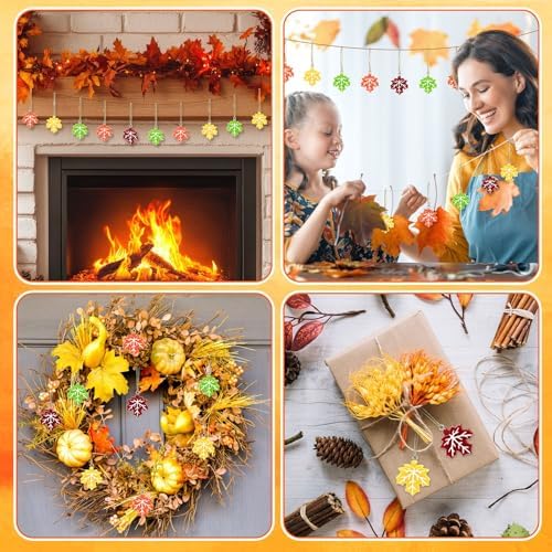 48Pcs Fall Ornaments, Maple Leaf Ornaments for Small Tree