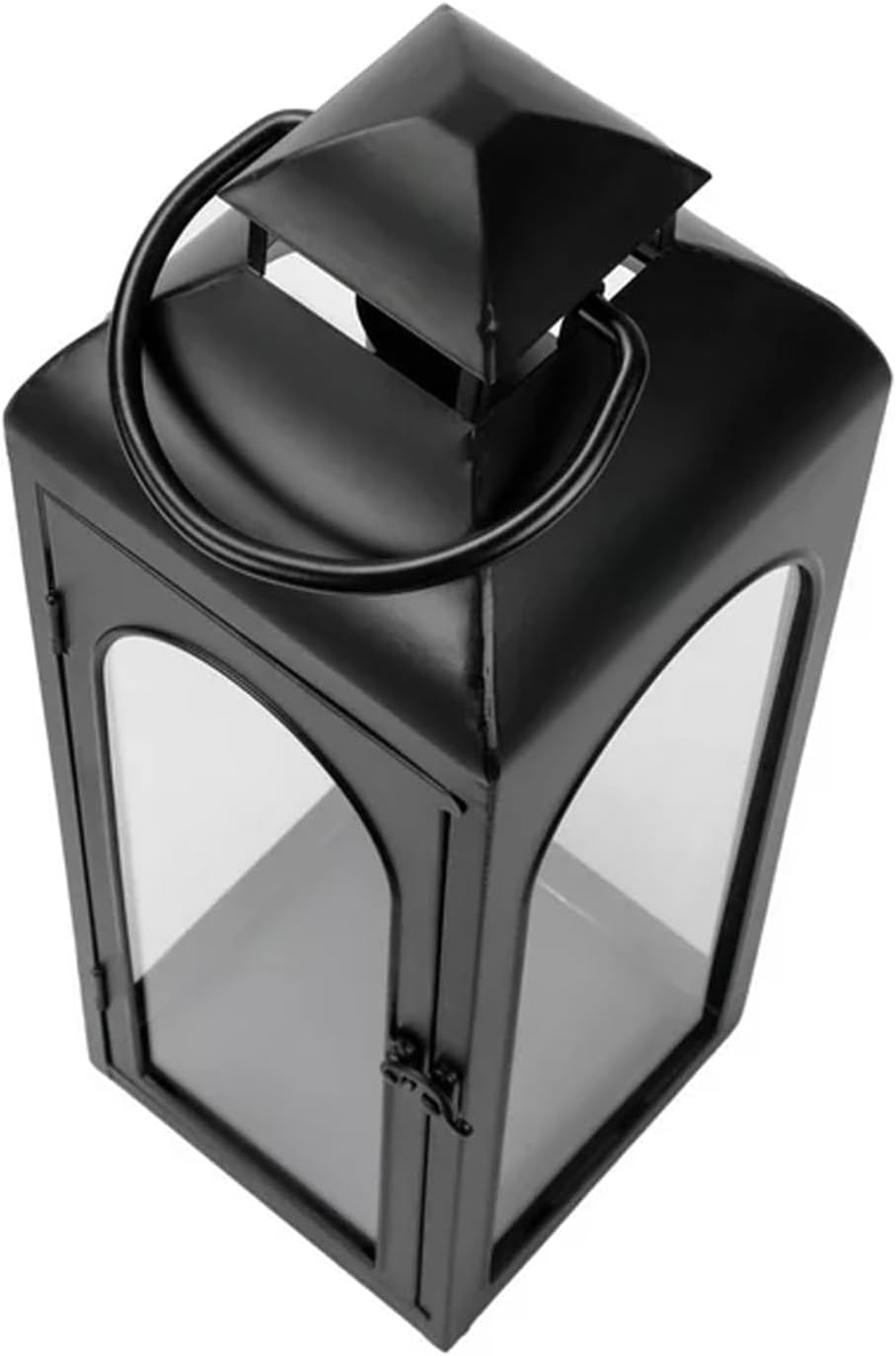 Bdor 16 Inch Outdoor Indoor Lantern Decor Black Metal Candle Lantern 1 Pack | Tempered glass panels, sturdy metal