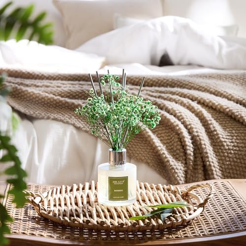 Airkeep Reed Diffuser Set - 3.38 fl oz(100ml) Bamboo Scent Diffuser Home Fragrance Diffuser Set Includes 8 Reed