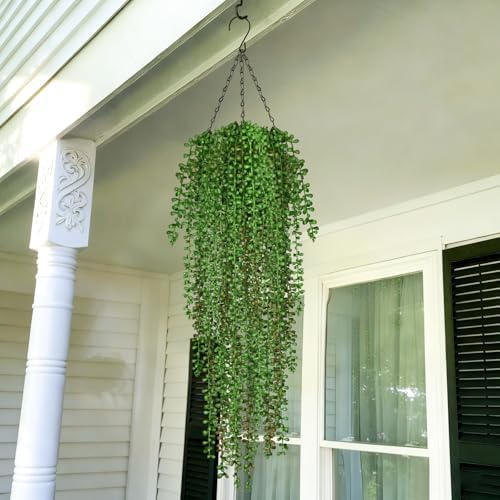 Waipfaru 4Pcs Artificial Hanging Plants for Outdoors, Fake Vines Greenery