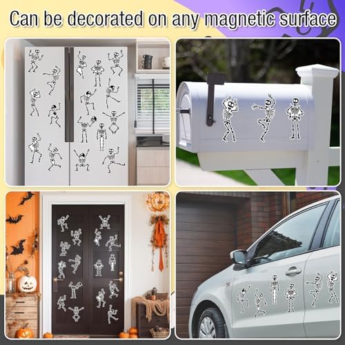 Whaline 16 Pcs Halloween Refrigerator Magnets Skeleton Fridge Magnets Holiday Metal Magnetic Stickers Decal for Garage Door Locker Mail Box Decor