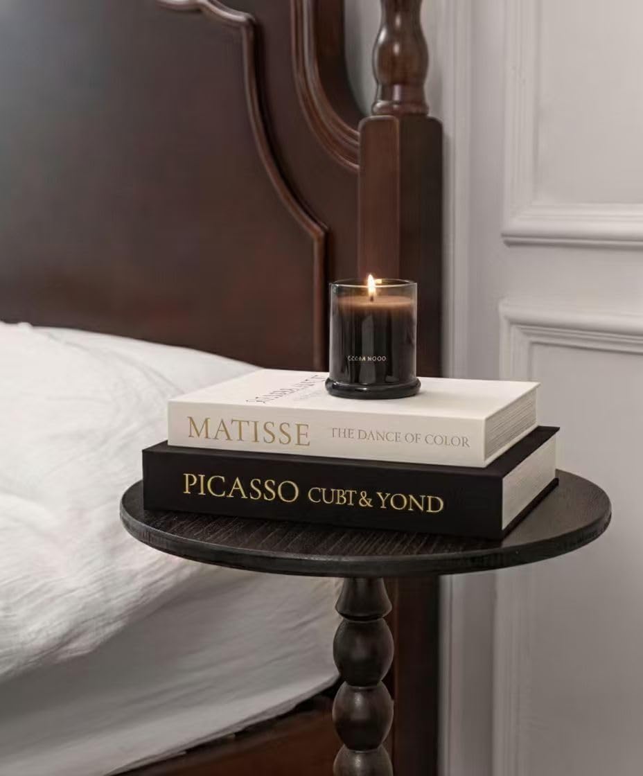 Linen Decorative Books / Ivory-black / Set of 2