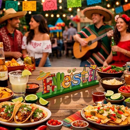 Cinnvoice Metal Mexican Table Sign Cinco De Mayo Decoration Fiesta Farmhouse Cinco De Mayo Table Centerpiece Letter Mexicantiered Tray Decorations for Shelf Office Kitchen Home Party