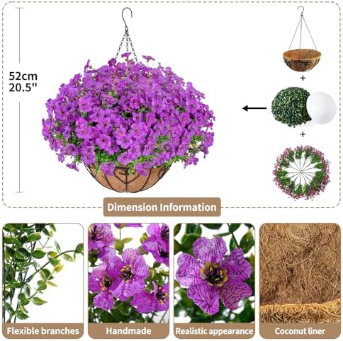 Artificial Hanging Flower for Outdoors(Purple)
