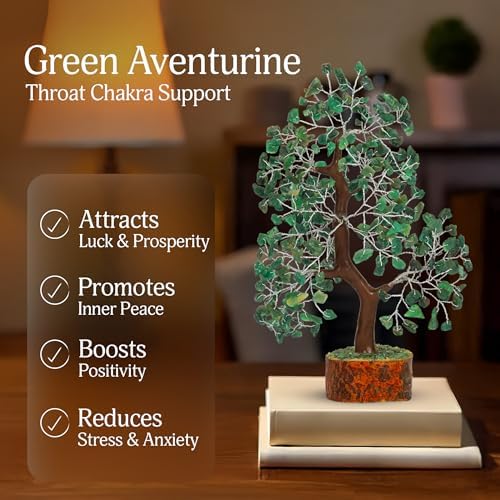 YATSKIA Green Aventurine Crystal Tree | Gem Stone Tree Table Decor | Feng Shui Decor | Crystal and Stone Decor