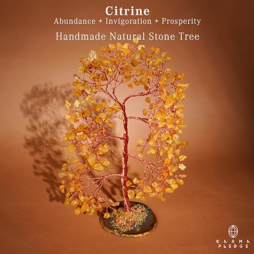 Crystal Tree of Life Birthday Gifts for Women, Men, Frineds, Handmade Citrine Chakra Tree for Home, Room, Office Decor