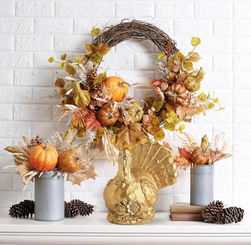 Thanksgiving Turkey Decor Gold Turkey Figurine Fall Harvest Tabletop