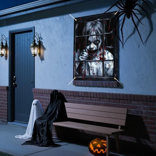 2 Pcs Scary Halloween Window Decorations