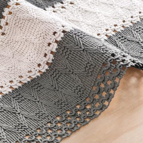 Artoid Mode Grey Farmhouse Woven Table Runner 12x72 Inch
