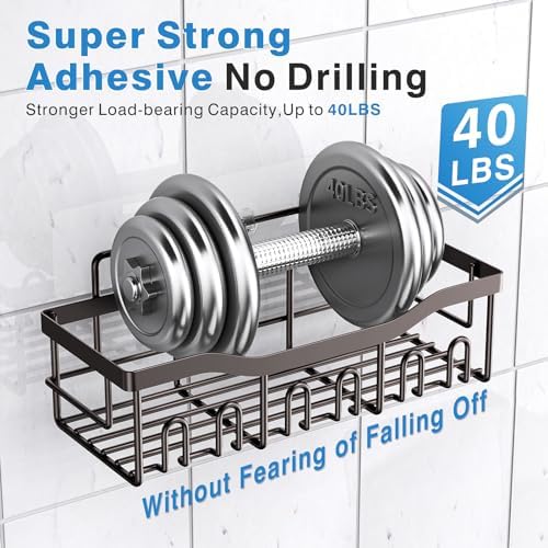 5-Pack Shower Caddy, No Drill Adhesive Shower Organizer, Rustproof Stainless Steel Bathroom Organizer, Space-Saving