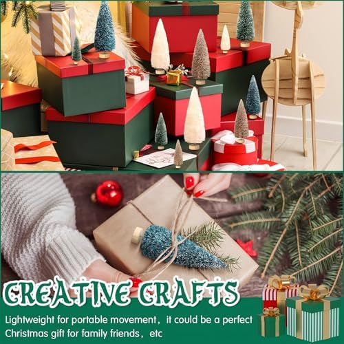 Vinsot 20 Pcs Bottle Brush Christmas Trees Miniature Tree, Green,Gold