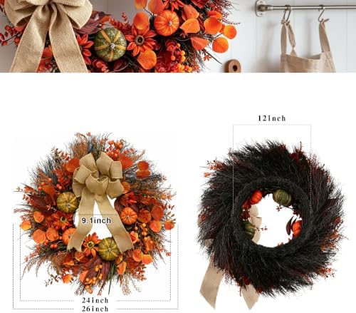26 Inch Fall Wreaths for Front Door,Home Decor for Farmhouse Yellow