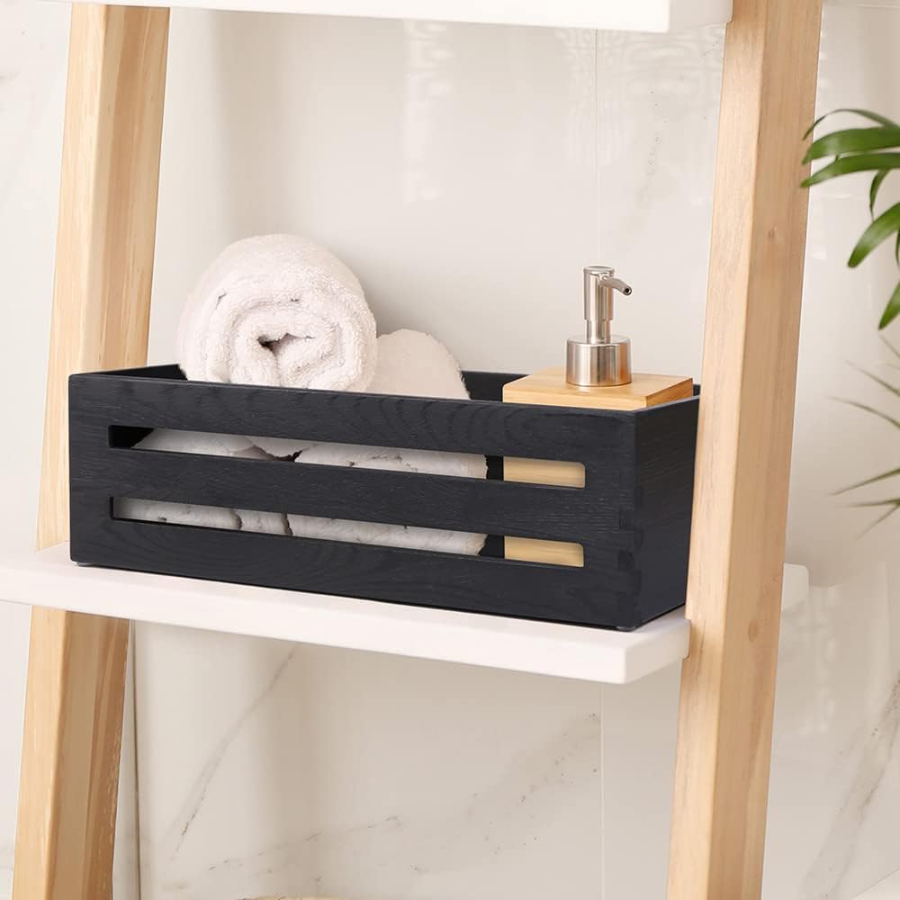 Wooden Toilet Paper Holder / Black / Set of 2