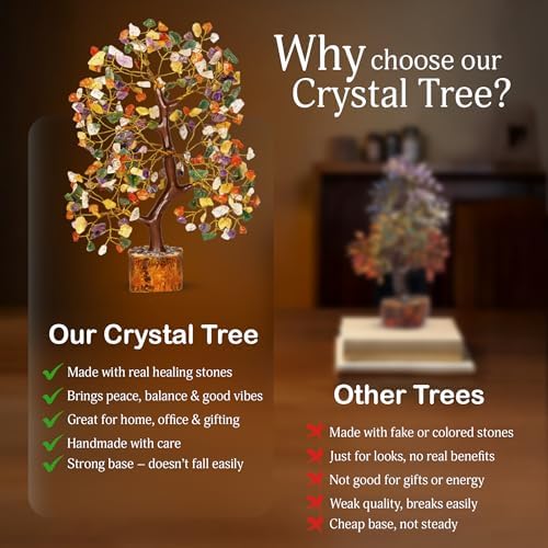 YATSKIA Mix Chakra Crystal Tree | Chakra Tree of Life | Spiritual Gifts | Crystals and Gemstones | Birthday Gifts for