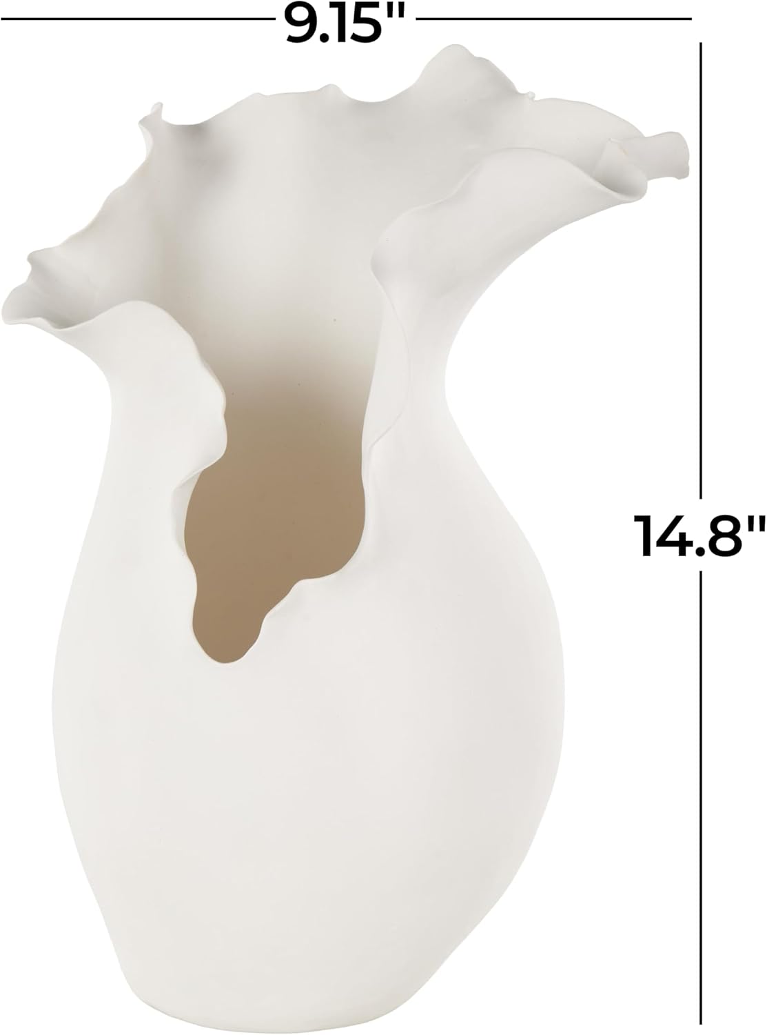 Ceramic Abstract Decorative Vase Floral Inspired Centerpiece Vase / White / 9 x 9 x 15
