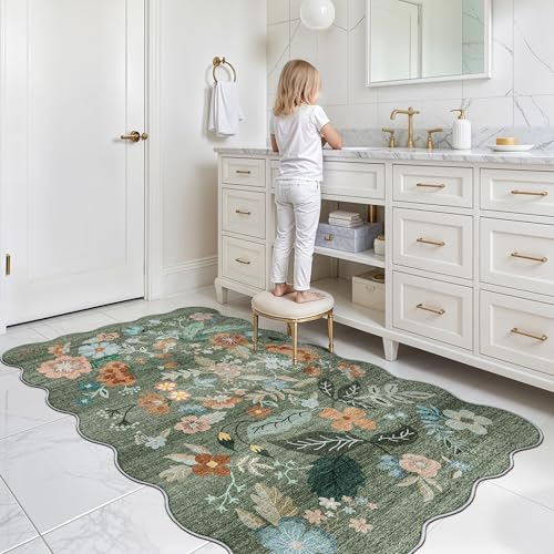 Washable 3x5 Entryway Area Rugs: Ultra Soft Low Pile Carpet for Kitchen Nursery Indoor Light-Weight Doormat Rug with