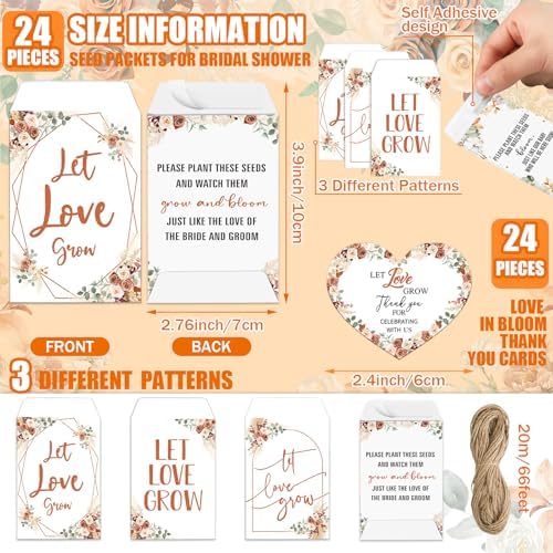 Reallnaive 24 Sets Wedding Favor Flower Seeds Let Love Grow Seed Packets