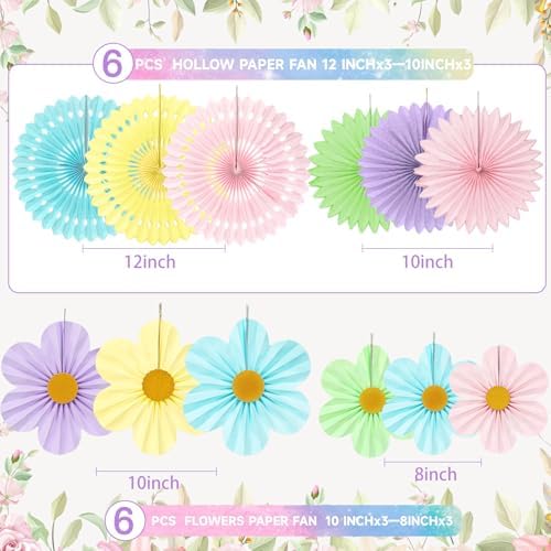 ADLKGG 12 Pcs Pastel Paper Fans, Macaron Flower Wall Backdrop