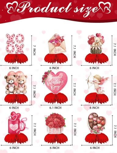 Valentine Honeycomb Centerpieces for Table, Valentine Table Decorations
