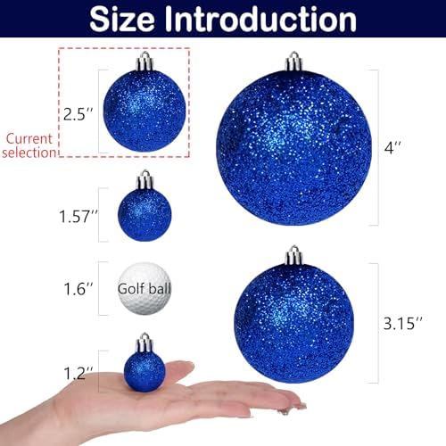 Emopeak 24 Count Navy Blue Christmas Balls Ornaments 2.5 Inch