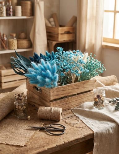 Dried Wild Flower Craft Kit, Bouquet Supplies Mixed Dried Flowers. (Blue)