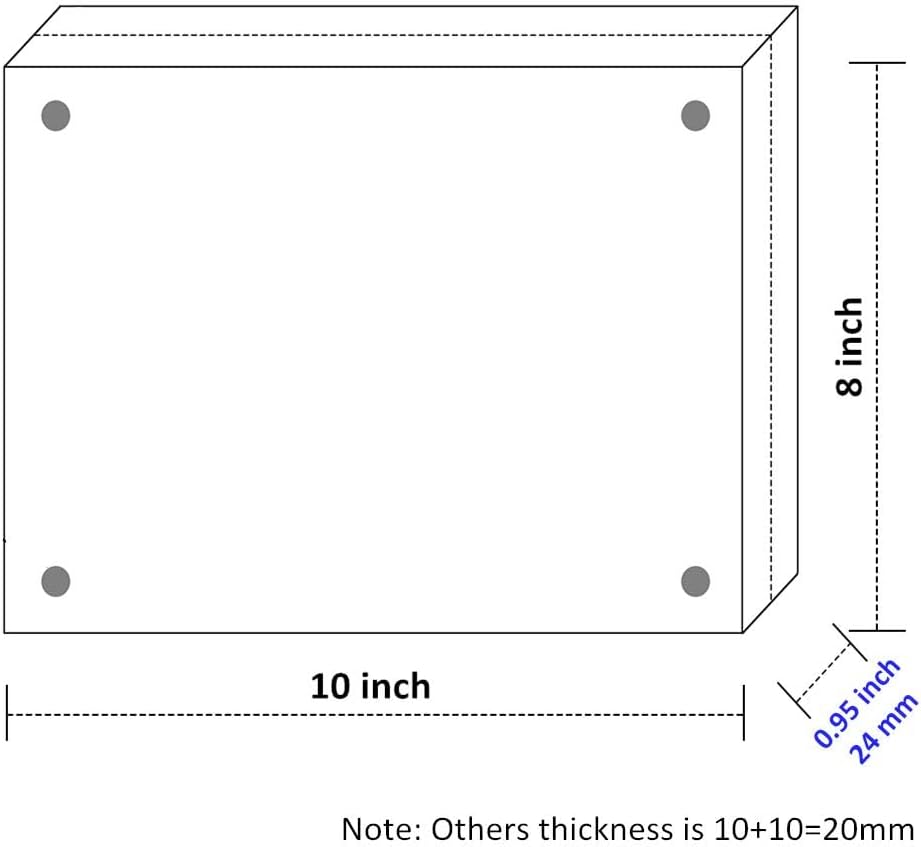 NIUBEE 8x10 Acrylic Picture Frames 3 Pack, Clear Tabletop Double Sided Magnetic Photo Frames | Shatterproof &Safe, 95%