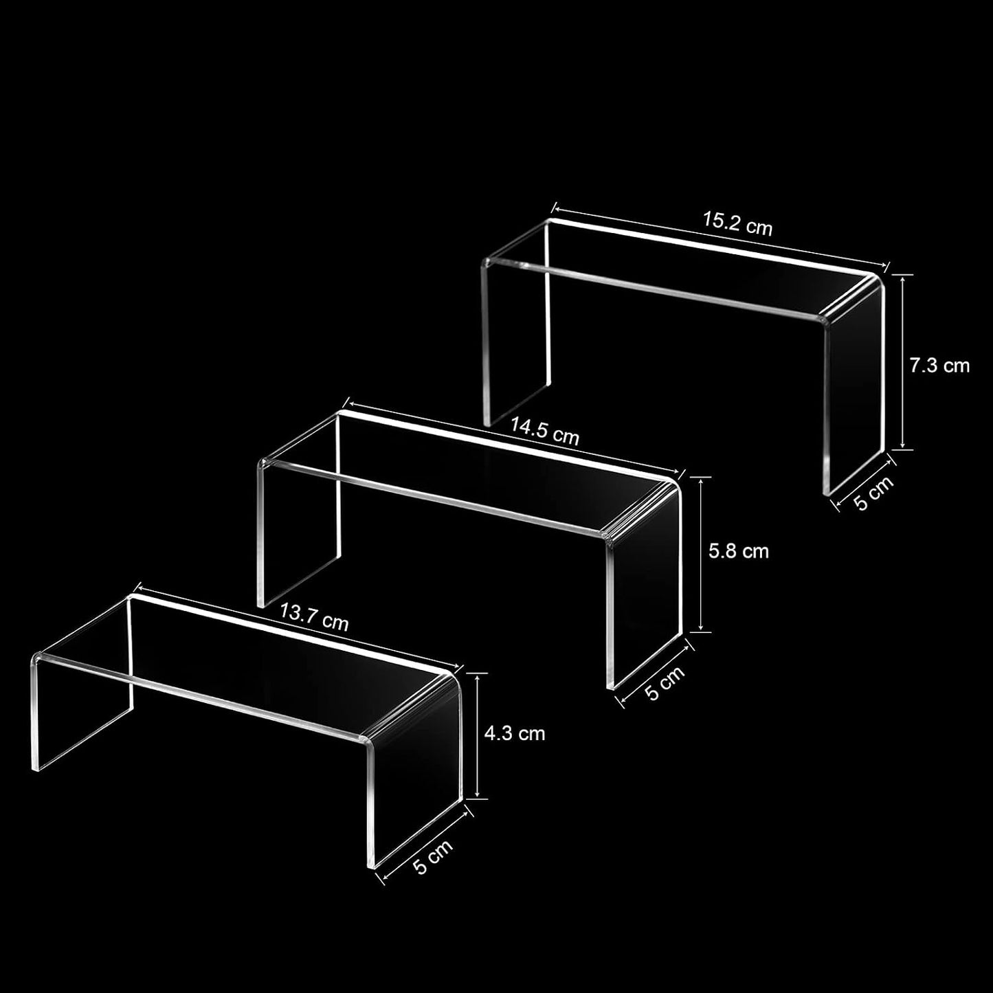 Acrylic Display Stand Riser Small Acrylic Decorator Stand Shelf for Figures Pops / 5 x 5 x 6 / Clear
