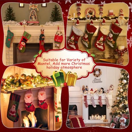 Homjoy 4 Pack Metal Christmas Stocking Holders for Mantle Heavy Duty Stocking Hangers Stocking Hook Christmas Ornaments for Counter Tables Window Fireplace Mantle Decoration (Gold)