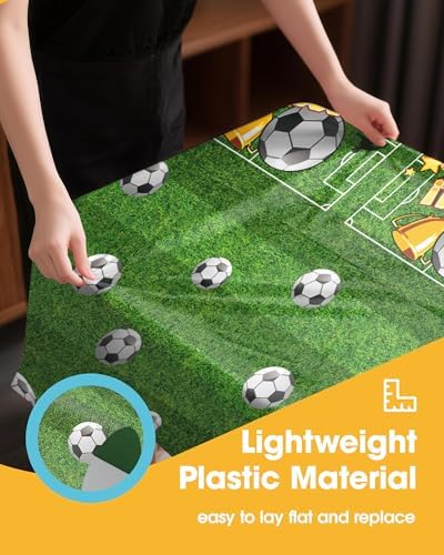 Niuara Soccer Plastic Table Cloth Disposable, 4 Pack, 54 x 108 in
