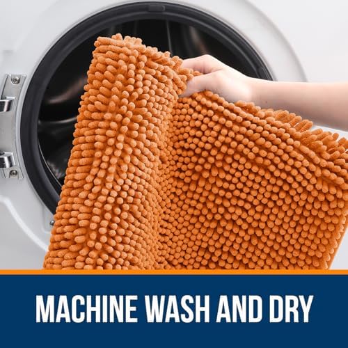 OLANLY Small Bathroom Rugs 24x16, Extra Soft Absorbent Chenille Bath Rugs, Rubber Backing Quick Dry, Machine Washable