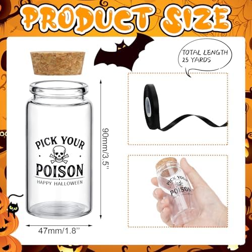 Beeveer 20 Pcs 120ml Halloween Glass Potion Bottles with Cork Stoppers