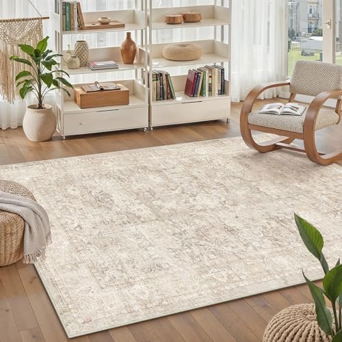 4x5 Beige Neutral Living Room Bedroom Area Rug