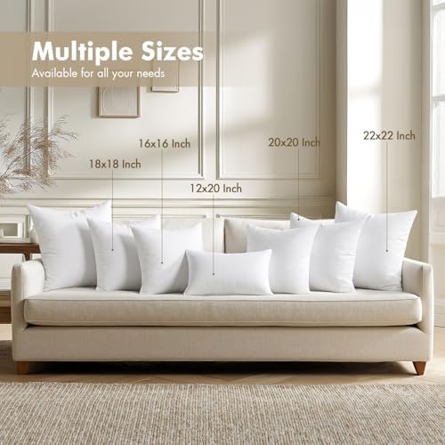 MIULEE 12x20 Pillow Inserts 4 Pack, 100% Virgin Fiber Filling Throw Pillows