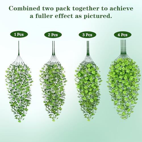 Waipfaru Artificial Hanging Plants, 4Pcs Faux Ivy Four-Leaf Clover