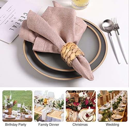 Farmhouse Rustic Napkin Rings Set of 12, Fall Thanksgiving Table Decor