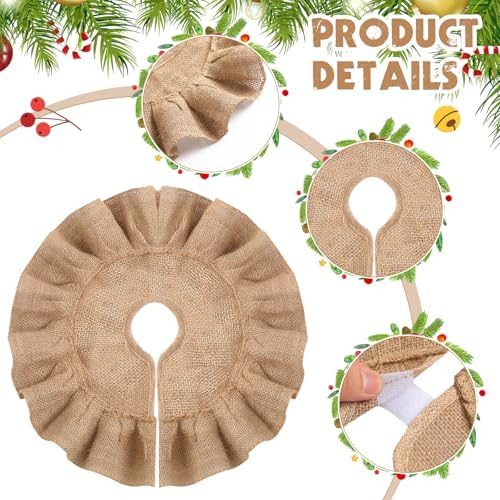Tatuo 13.8 Inch Mini Tabletop Christmas Tree Skirt Decor, Burlap Tree Skirt