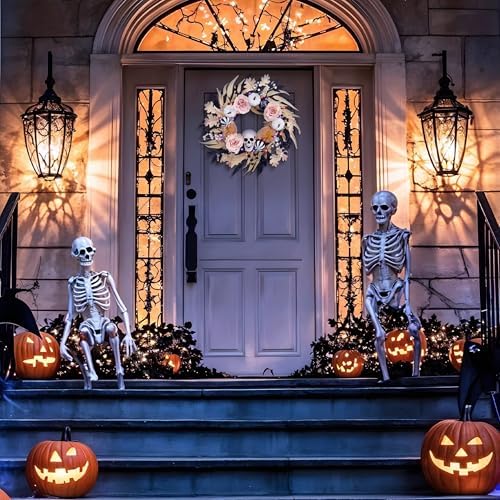 Valery Madelyn 18" Halloween Wreath for Front Door Decor with Lights