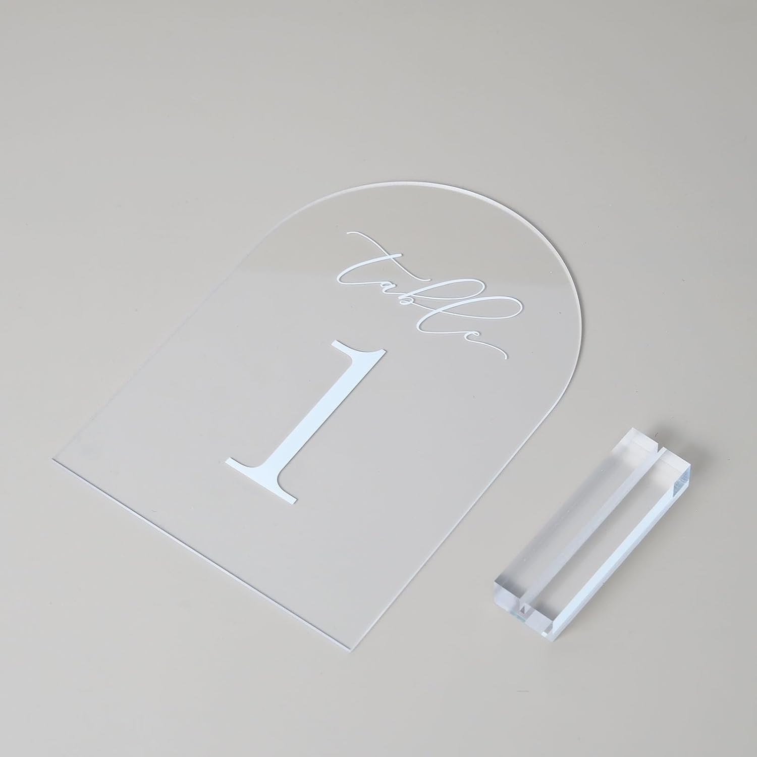 Clear Arch Table Numbers for Wedding, 5x7 Inch Arched Acrylic Table Numbers 1-25 with Stands, Clear Acrylic Arch Sign
