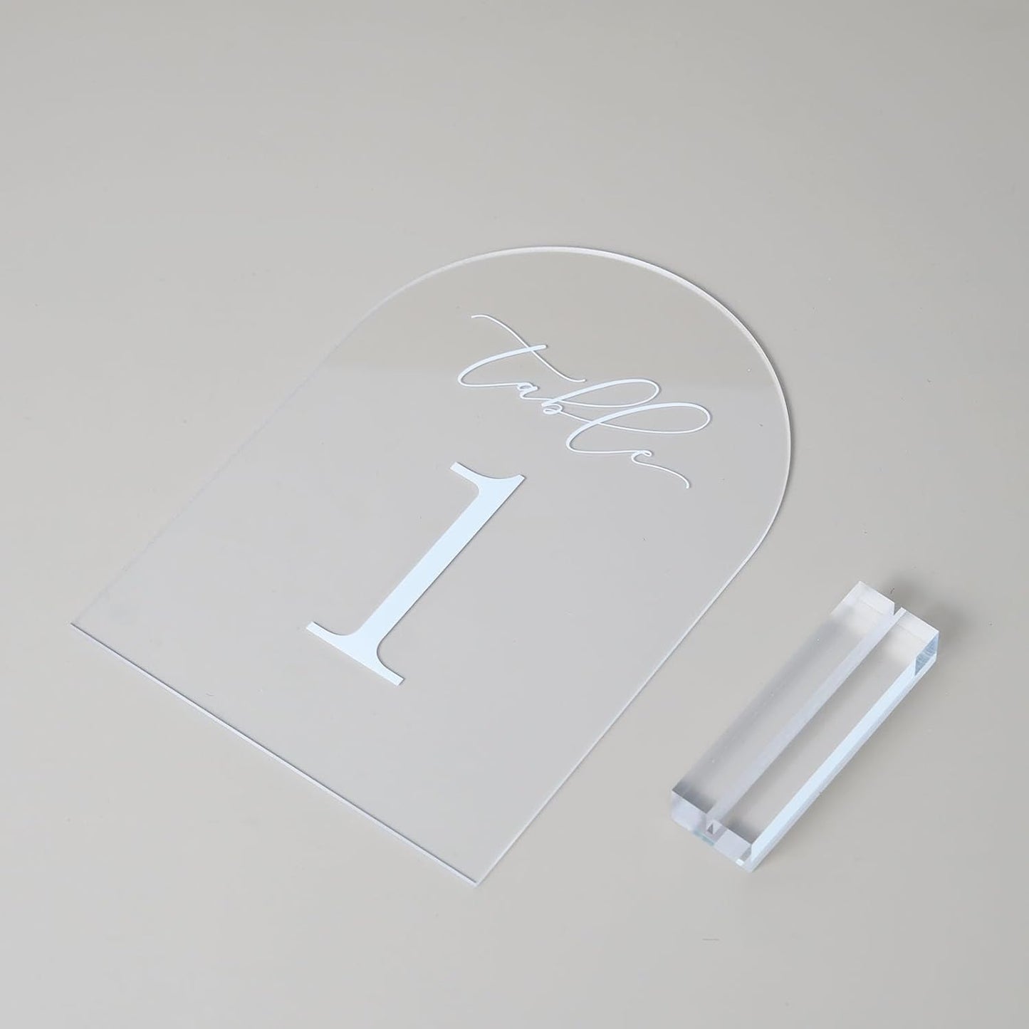 Clear Arch Table Numbers for Wedding, 5x7 Inch Arched Acrylic Table Numbers 1-10 with Stands, Clear Acrylic Arch Sign