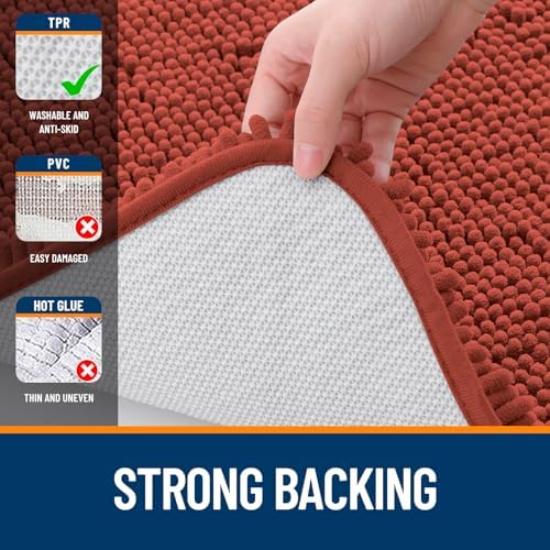OLANLY Bathroom Runner Rugs 45x27, Extra Soft Absorbent Chenille Bath Rugs